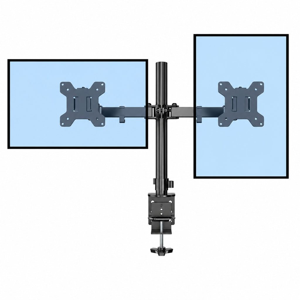 Support double écran sur colonne, 15 à 27 pouces, 16 kg, réglage en hauteur sur 40 cm
