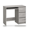 Bureau 90 x 45 cm chêne Sonoma gris avec 3 tiroirs, rangement intégré, profondeur réduite