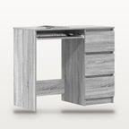 Bureau 90 x 45 cm chêne Sonoma gris avec 3 tiroirs, rangement intégré, profondeur réduite, vue 4