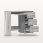 Bureau 90 x 45 cm chêne Sonoma gris avec 3 tiroirs, rangement intégré, profondeur réduite, vue 5