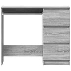 Bureau 90 x 45 cm chêne Sonoma gris avec 3 tiroirs, rangement intégré, profondeur réduite, vue 6