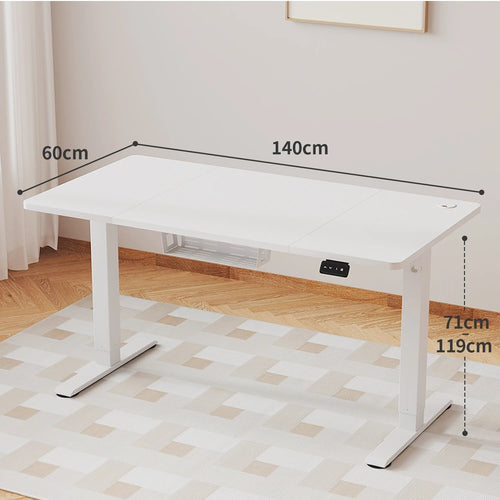 Bureau assis-debout électrique 140 x 60 cm, hauteur 71-119 cm, panier à câbles inclus, vue 2