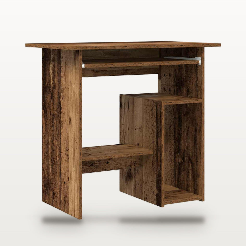 Bureau compact 80 x 45 cm finition vieux bois, profondeur réduite, charge 60 kg, vue 2