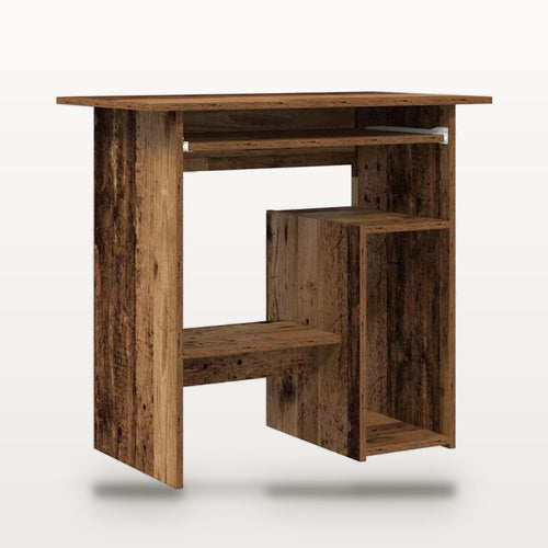 Bureau compact 80 x 45 cm finition vieux bois, profondeur réduite, charge 60 kg, vue 2