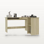 Bureau d'angle en L 120 x 140 cm, chêne Sonoma, plateau clavier et 2 étagères, vue 3