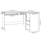 Bureau d'angle en L 120 x 140 cm, chêne Sonoma, plateau clavier et 2 étagères, vue 6