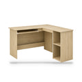 Bureau d'angle en L 120 x 140 cm, chêne Sonoma, plateau clavier et 2 étagères