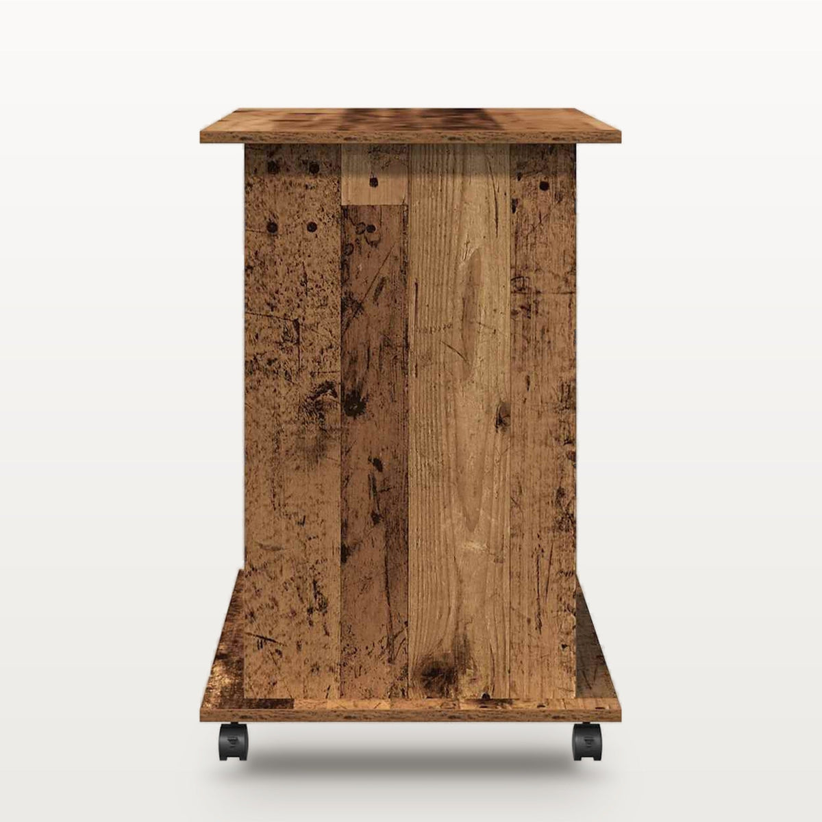 Bureau d'ordinateur 80 x 50 cm vieux bois, plateau clavier coulissant et roulettes, vue 5