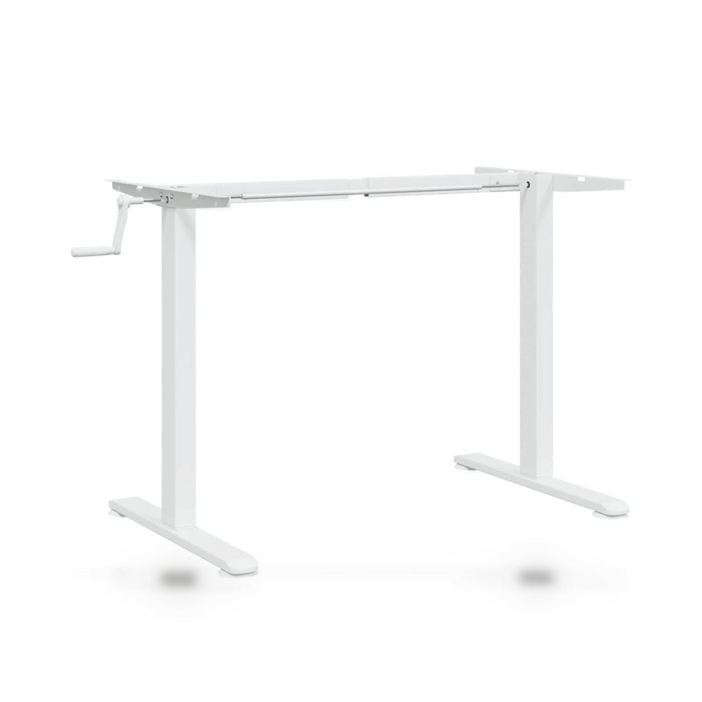 Cadre de bureau assis-debout manuel blanc, largeur 94-135 cm, hauteur 70-114 cm, 70 kg