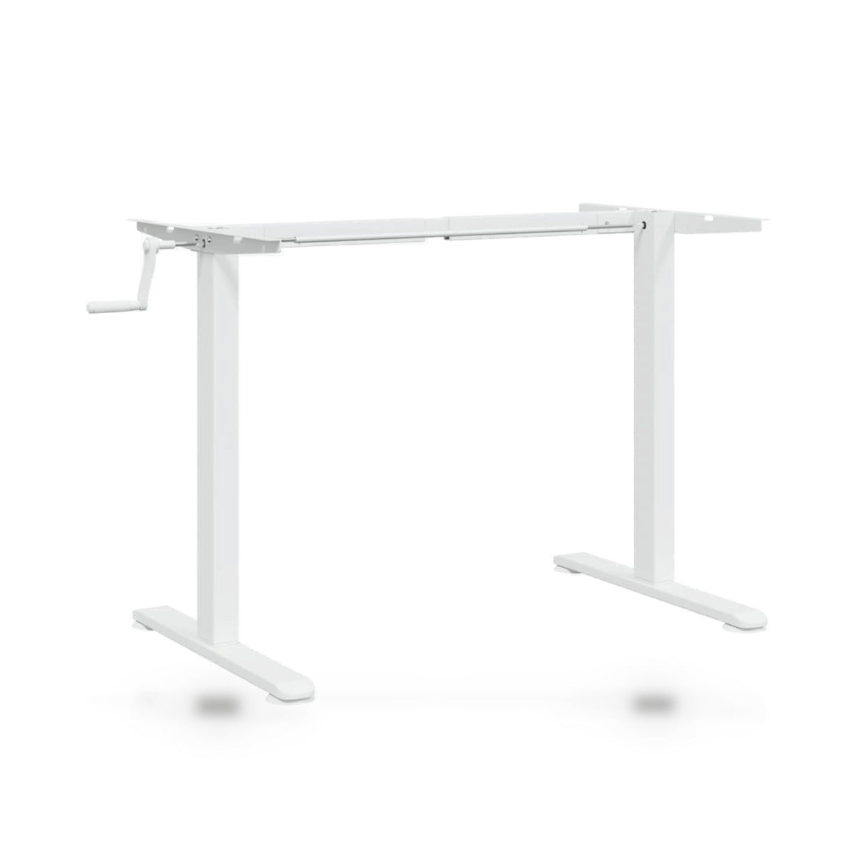 Cadre de bureau assis-debout manuel blanc, largeur 94-135 cm, hauteur 70-114 cm, 70 kg