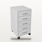 Caisson de bureau 5 tiroirs à roulettes blanc, 33 x 38 x 63 cm, 2 roulettes à frein, vue 4