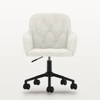 Chaise de bureau pivotante en velours crème, accoudoirs, assise réglable 43-50,5 cm, vue 3
