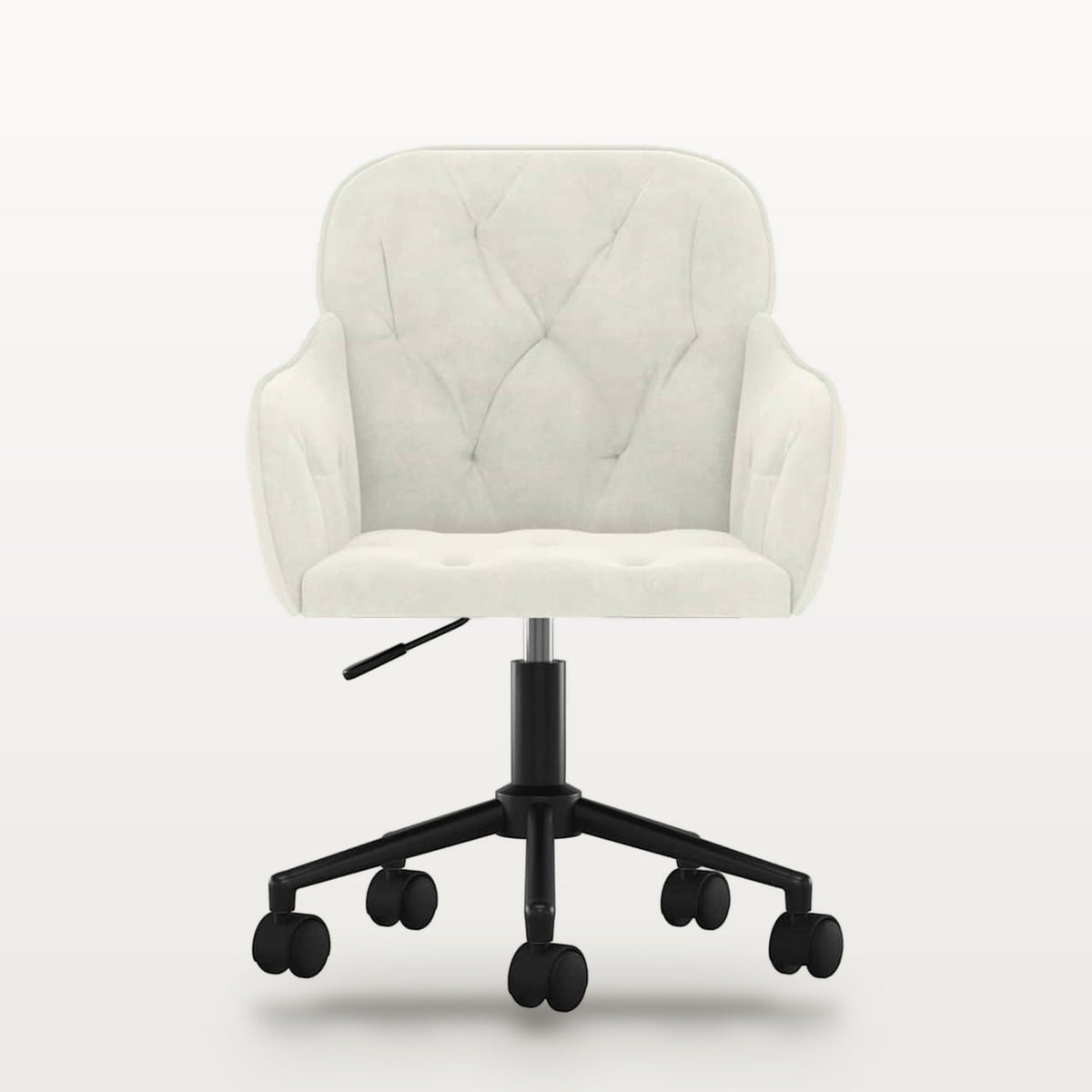 Chaise de bureau pivotante en velours crème, accoudoirs, assise réglable 43-50,5 cm, vue 3