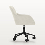 Chaise de bureau pivotante en velours crème, accoudoirs, assise réglable 43-50,5 cm, vue 4