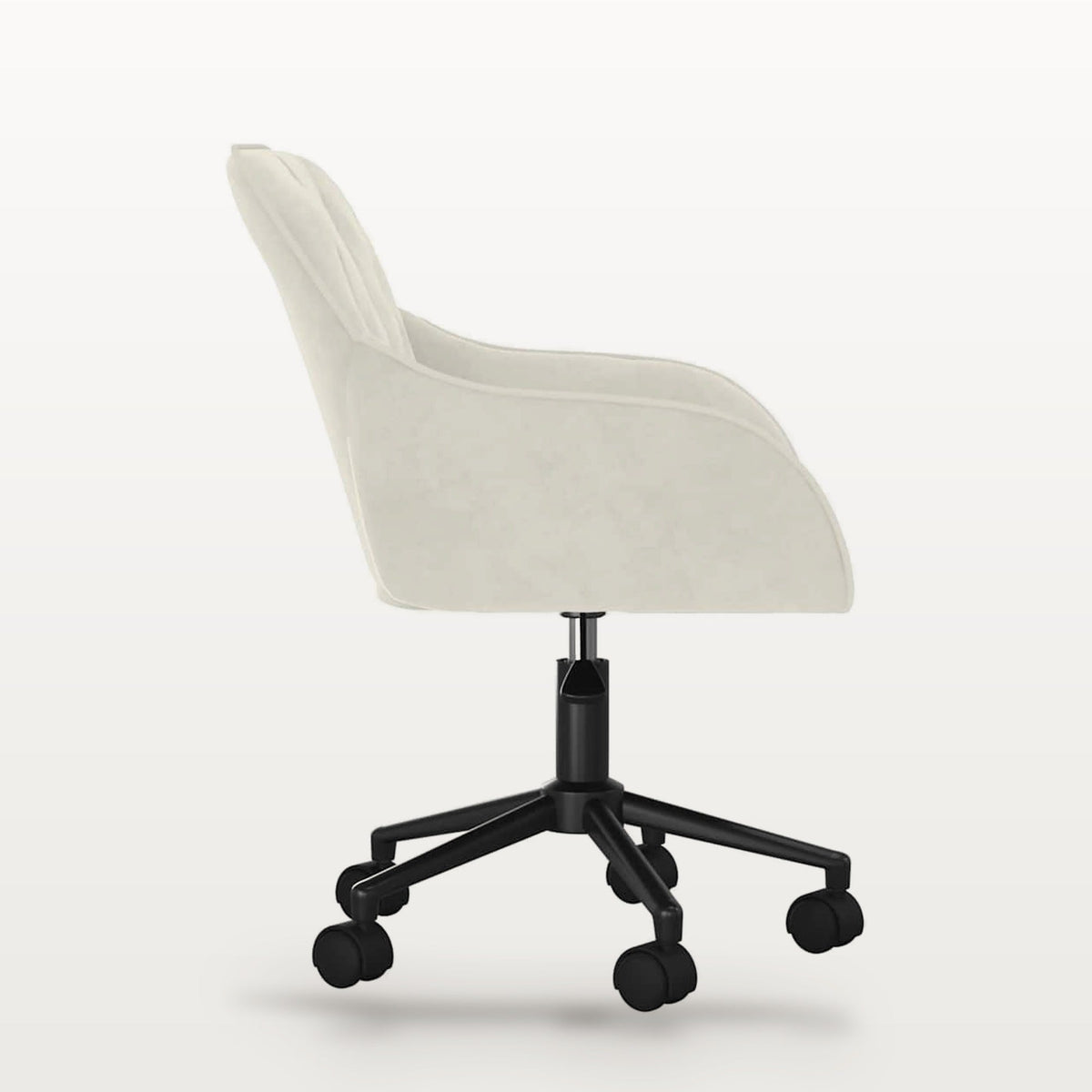 Chaise de bureau pivotante en velours crème, accoudoirs, assise réglable 43-50,5 cm, vue 4