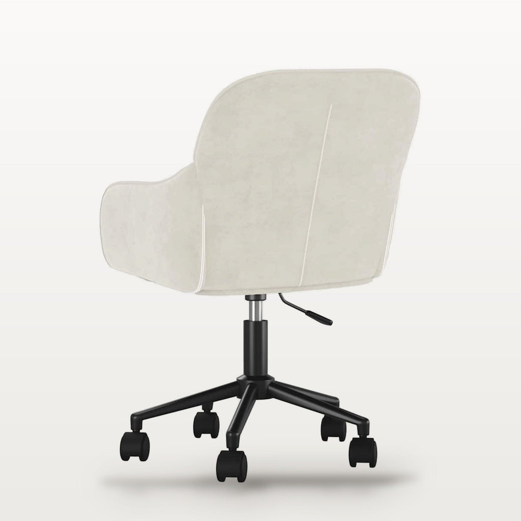 Chaise de bureau pivotante en velours crème, accoudoirs, assise réglable 43-50,5 cm, vue 5