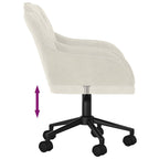 Chaise de bureau pivotante en velours crème, accoudoirs, assise réglable 43-50,5 cm, vue 6