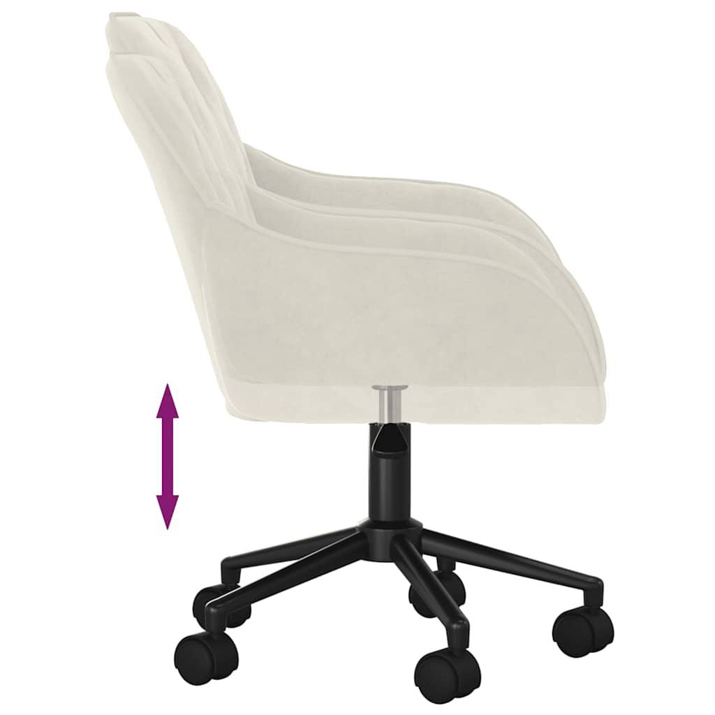 Chaise de bureau pivotante en velours crème, accoudoirs, assise réglable 43-50,5 cm, vue 6