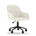 Chaise de bureau pivotante en velours crème, accoudoirs, assise réglable 43-50,5 cm
