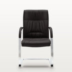 Chaise de bureau sans roulettes, similicuir noir, structure chromée, assise 50 x 48 cm, 110 kg, vue 2