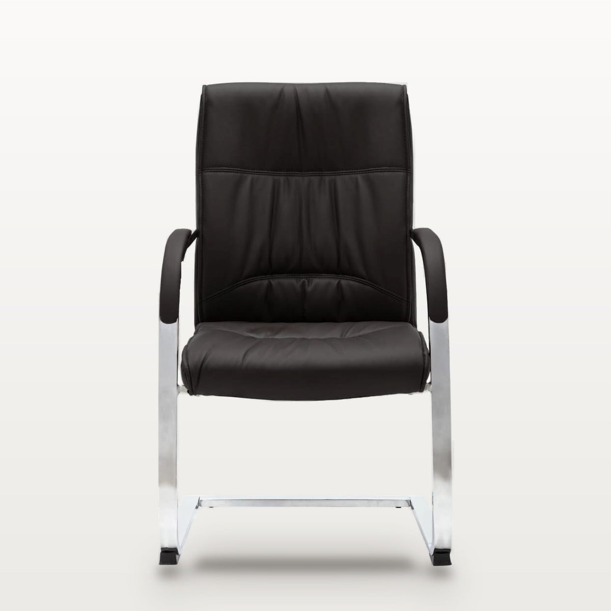 Chaise de bureau sans roulettes, similicuir noir, structure chromée, assise 50 x 48 cm, 110 kg, vue 2