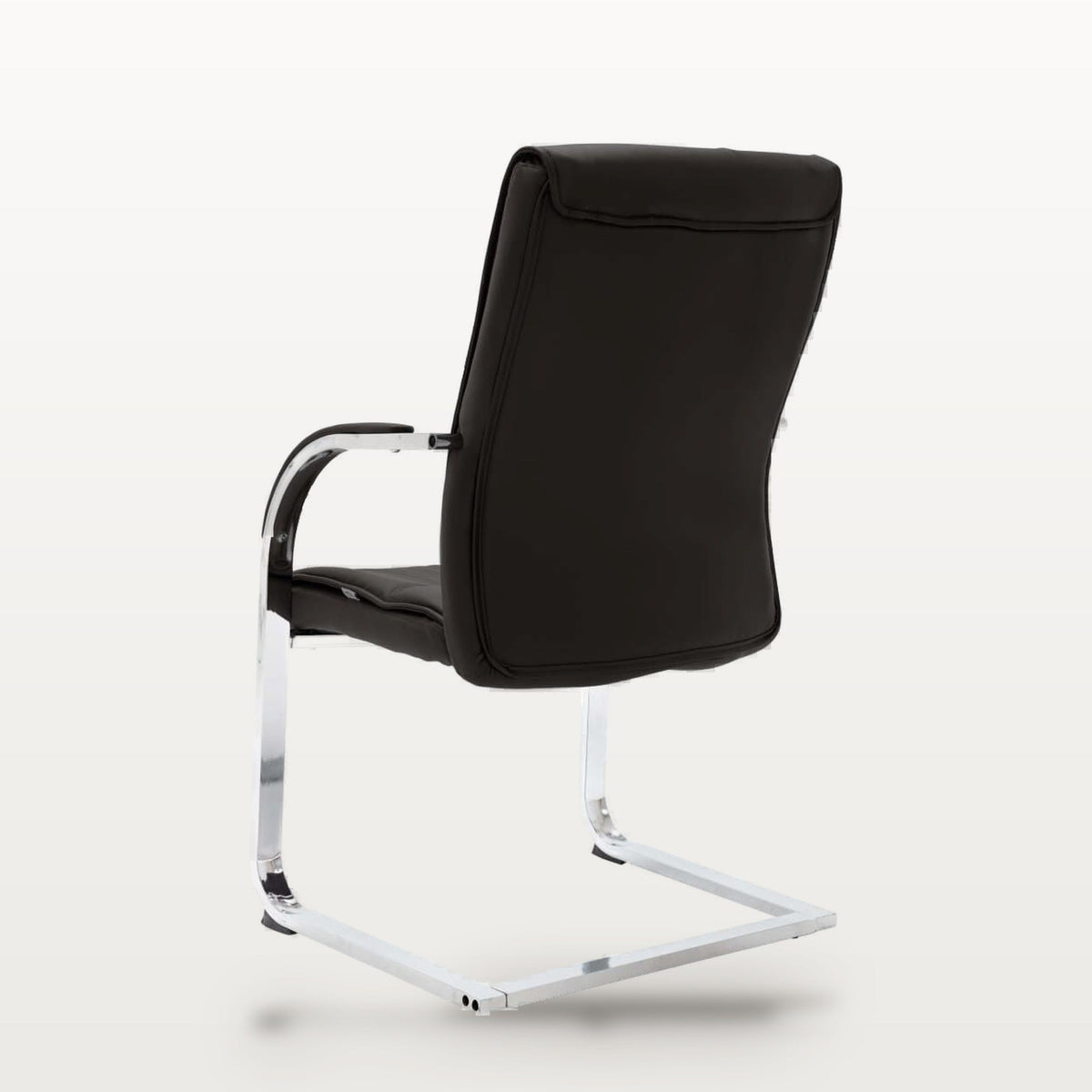 Chaise de bureau sans roulettes, similicuir noir, structure chromée, assise 50 x 48 cm, 110 kg, vue 4