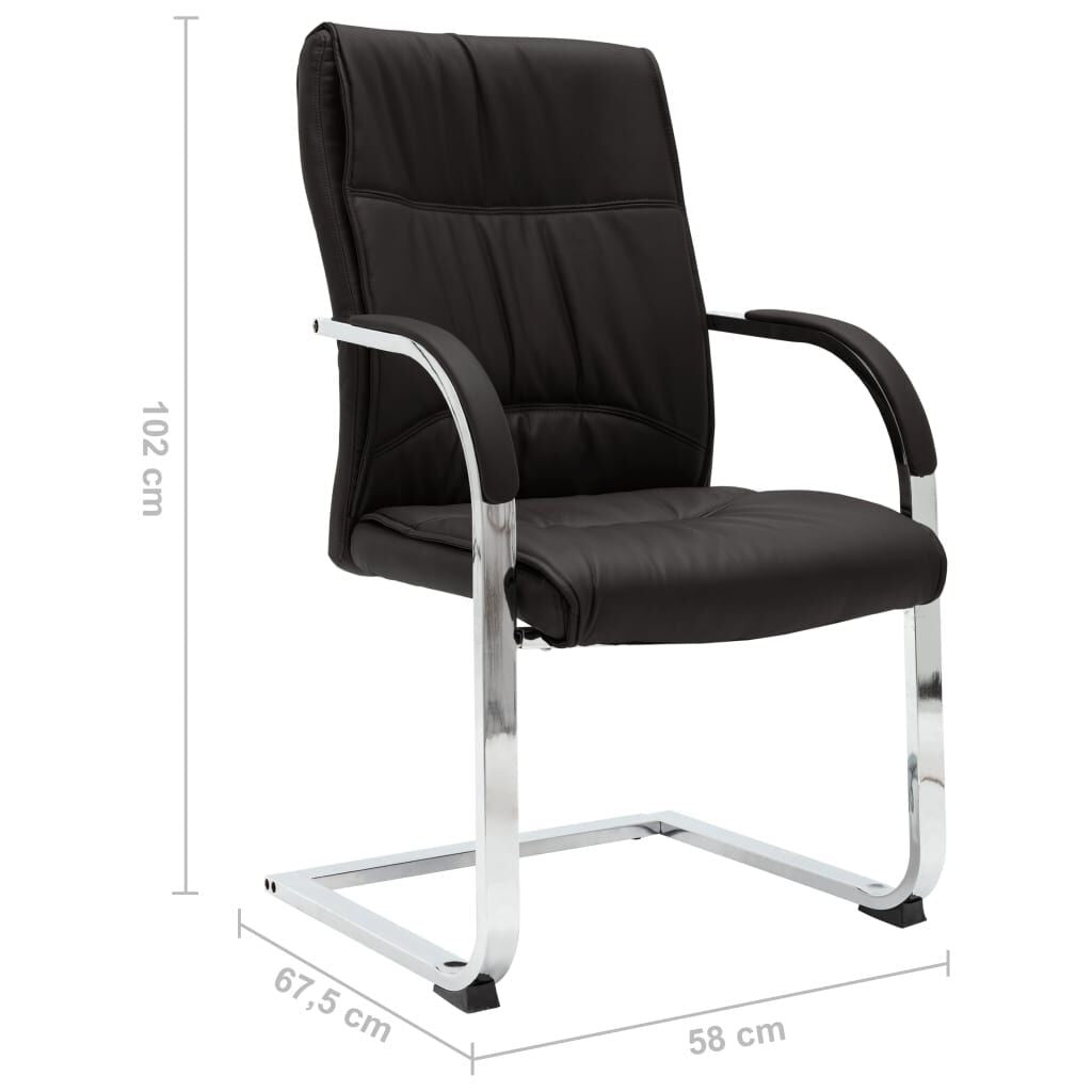 Chaise de bureau sans roulettes, similicuir noir, structure chromée, assise 50 x 48 cm, 110 kg, vue 6
