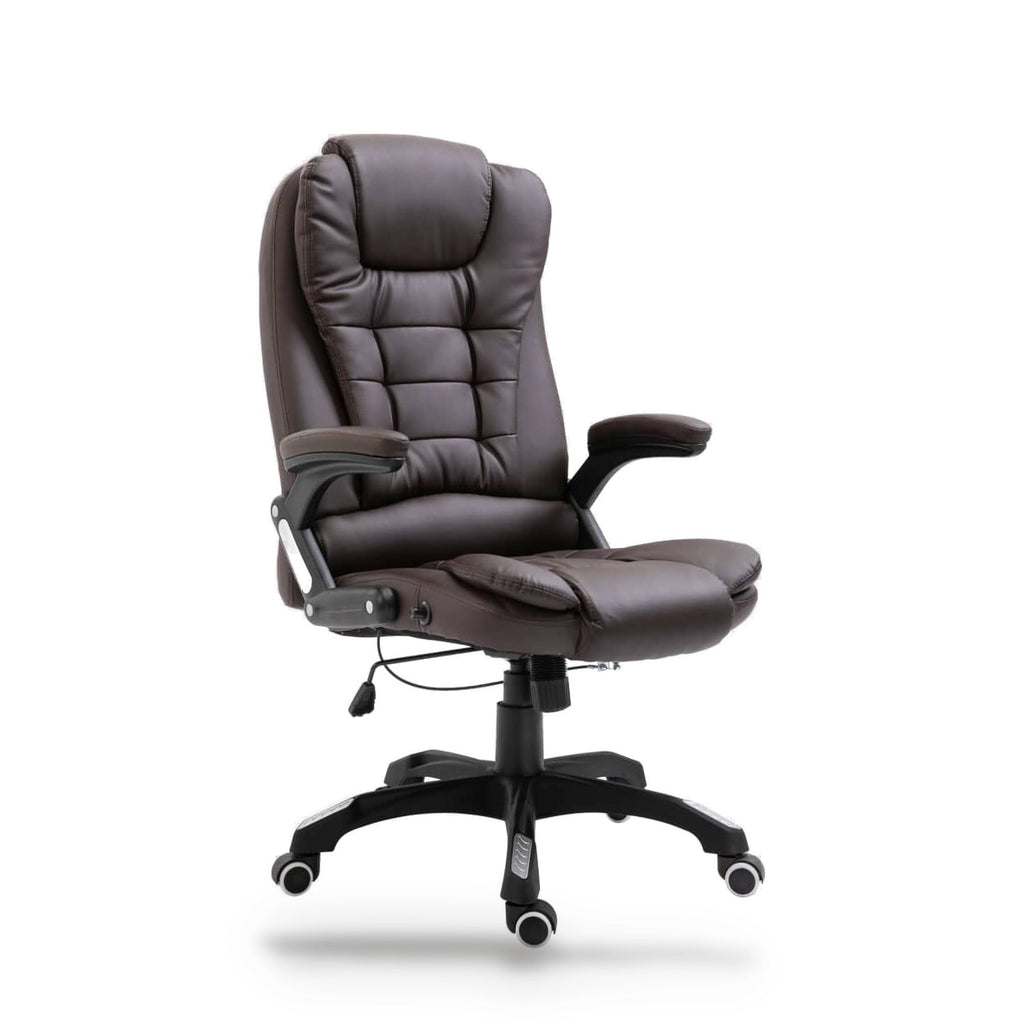 Chaise de bureau similicuir marron, dossier inclinable, hauteur réglable, charge 110 kg