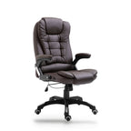 Chaise de bureau similicuir marron, dossier inclinable, hauteur réglable, charge 110 kg