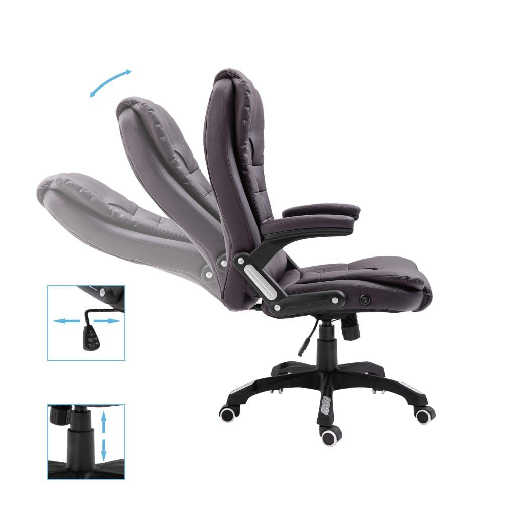 Chaise de bureau similicuir marron, dossier inclinable, hauteur réglable, charge 110 kg, vue 5