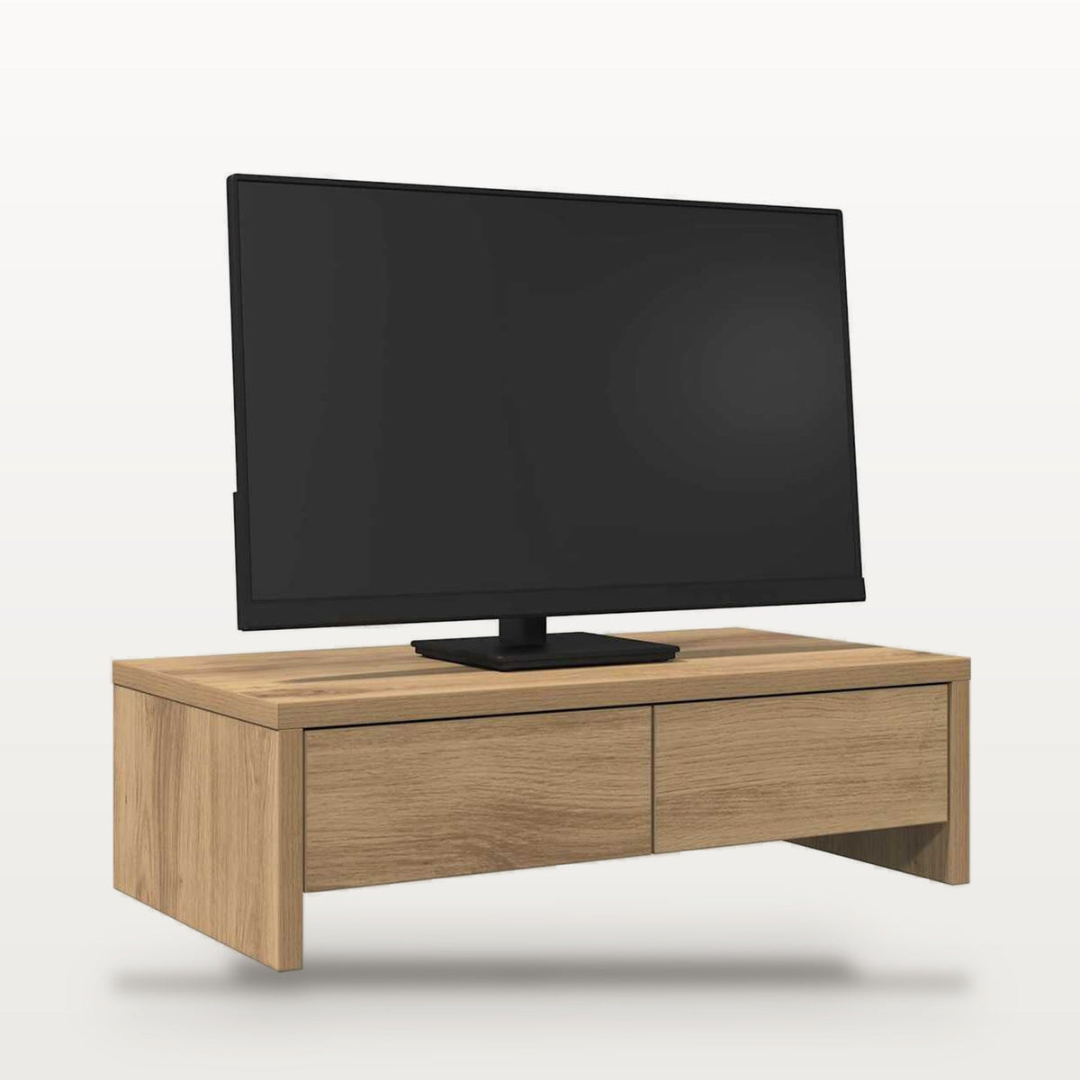 Support de moniteur avec 2 tiroirs chêne artisanal, 50 x 27 cm, hauteur 15 cm, 25 kg, vue 3
