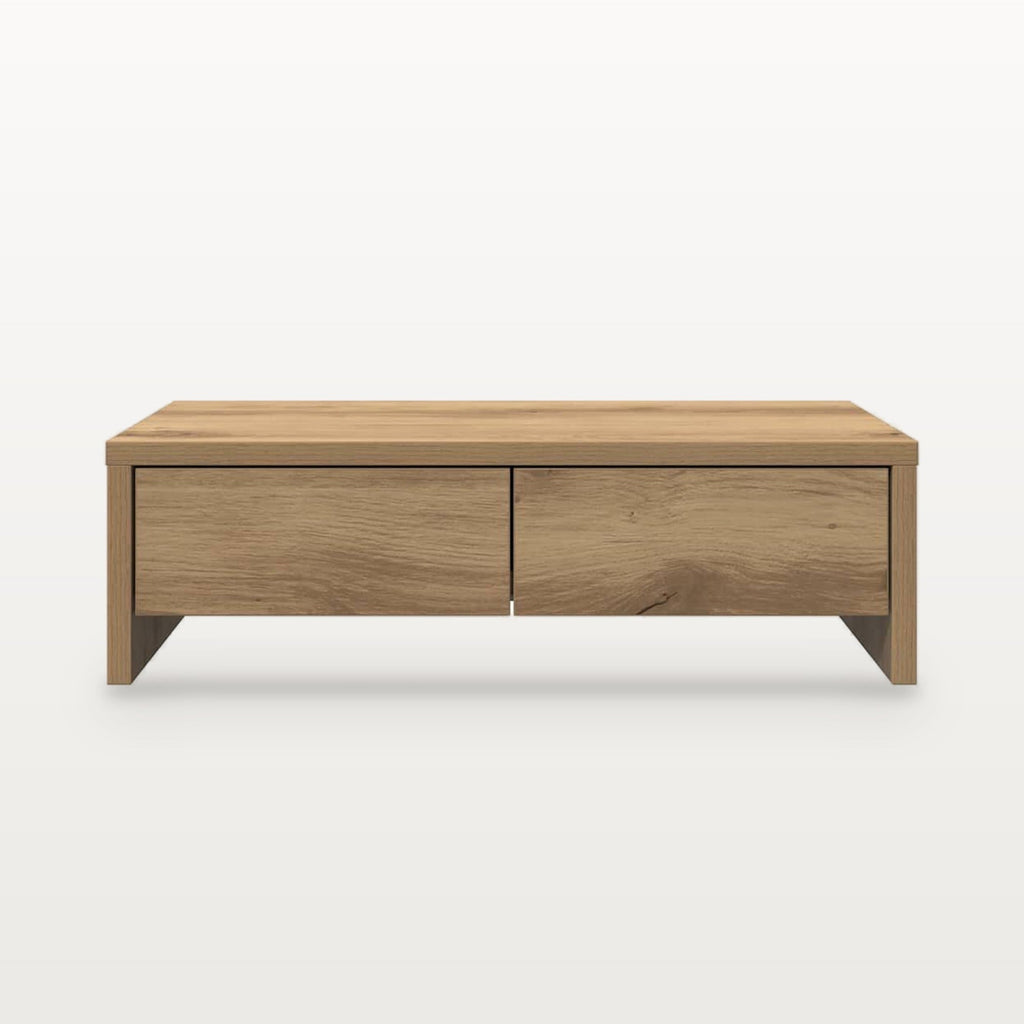Support de moniteur avec 2 tiroirs chêne artisanal, 50 x 27 cm, hauteur 15 cm, 25 kg, vue 4