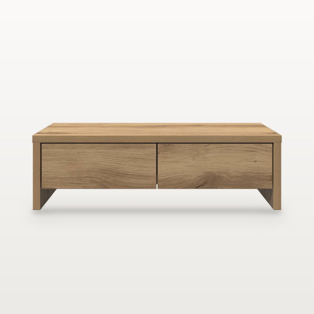 Support de moniteur avec 2 tiroirs chêne artisanal, 50 x 27 cm, hauteur 15 cm, 25 kg, vue 4