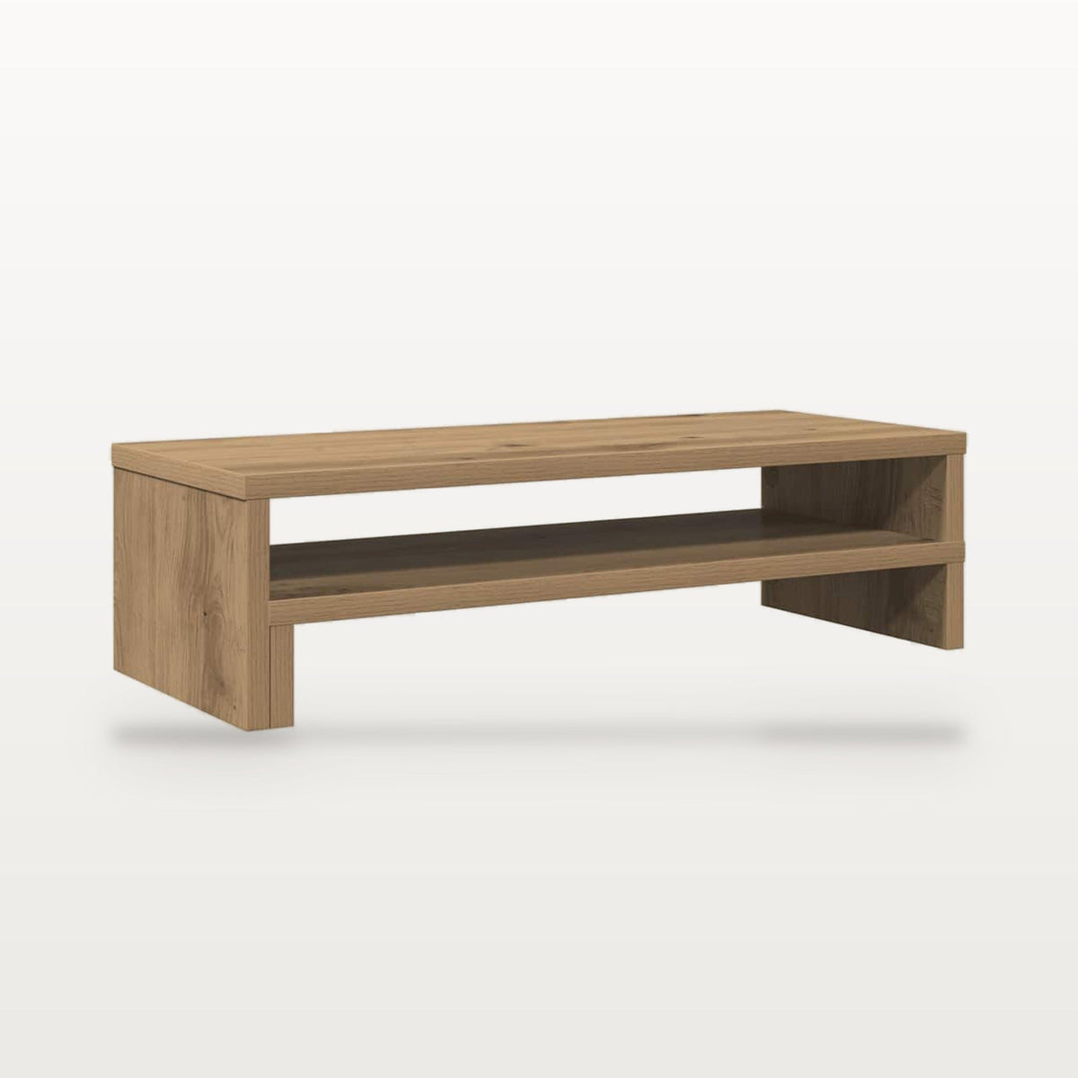 Support de moniteur en bois chêne artisanal 54 x 22 cm, hauteur 15 cm, charge 25 kg, vue 2