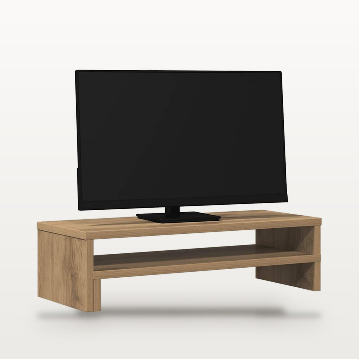 Support de moniteur en bois chêne artisanal 54 x 22 cm, hauteur 15 cm, charge 25 kg, vue 3